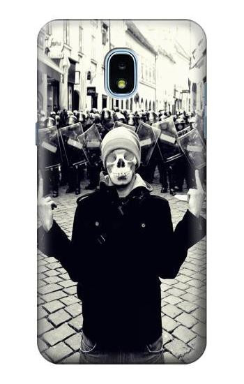 S1108 Skull Man Protester Hülle Schutzhülle Taschen für Samsung Galaxy J3 (2018), J3 Star, J3 V 3rd Gen, J3 Orbit, J3 Achieve, Express Prime 3, Amp Prime 3