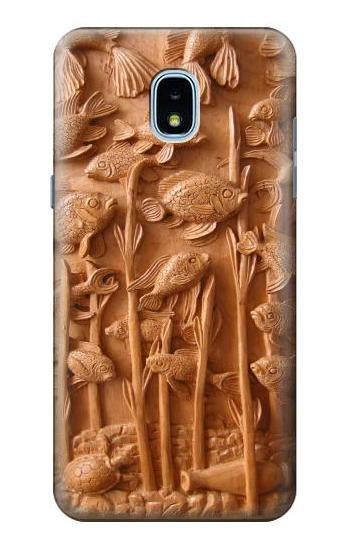 S1307 Fish Wood Carving Graphic Printed Hülle Schutzhülle Taschen für Samsung Galaxy J3 (2018), J3 Star, J3 V 3rd Gen, J3 Orbit, J3 Achieve, Express Prime 3, Amp Prime 3