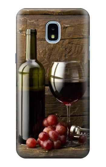 S1316 Grapes Bottle and Glass of Red Wine Hülle Schutzhülle Taschen für Samsung Galaxy J3 (2018), J3 Star, J3 V 3rd Gen, J3 Orbit, J3 Achieve, Express Prime 3, Amp Prime 3