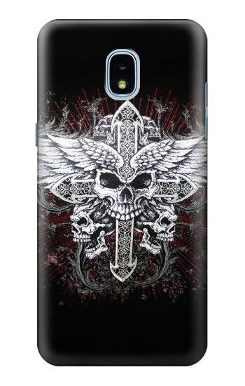 S1434 Skull Wing Tattoo Biker Hülle Schutzhülle Taschen für Samsung Galaxy J3 (2018), J3 Star, J3 V 3rd Gen, J3 Orbit, J3 Achieve, Express Prime 3, Amp Prime 3