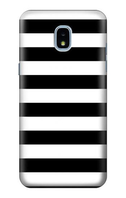 S1596 Black and White Striped Hülle Schutzhülle Taschen für Samsung Galaxy J3 (2018), J3 Star, J3 V 3rd Gen, J3 Orbit, J3 Achieve, Express Prime 3, Amp Prime 3