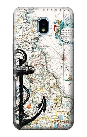 S1962 Nautical Chart Hülle Schutzhülle Taschen für Samsung Galaxy J3 (2018), J3 Star, J3 V 3rd Gen, J3 Orbit, J3 Achieve, Express Prime 3, Amp Prime 3