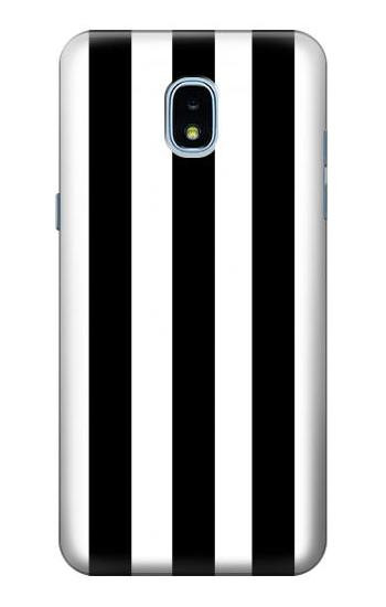 S2297 Black and White Vertical Stripes Hülle Schutzhülle Taschen für Samsung Galaxy J3 (2018), J3 Star, J3 V 3rd Gen, J3 Orbit, J3 Achieve, Express Prime 3, Amp Prime 3