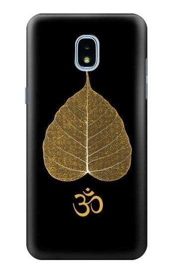 S2331 Gold Leaf Buddhist Om Symbol Hülle Schutzhülle Taschen für Samsung Galaxy J3 (2018), J3 Star, J3 V 3rd Gen, J3 Orbit, J3 Achieve, Express Prime 3, Amp Prime 3
