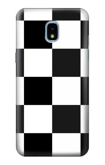 S2492 Black and White Check Hülle Schutzhülle Taschen für Samsung Galaxy J3 (2018), J3 Star, J3 V 3rd Gen, J3 Orbit, J3 Achieve, Express Prime 3, Amp Prime 3