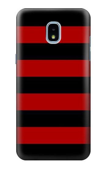 S2638 Black and Red Striped Hülle Schutzhülle Taschen für Samsung Galaxy J3 (2018), J3 Star, J3 V 3rd Gen, J3 Orbit, J3 Achieve, Express Prime 3, Amp Prime 3