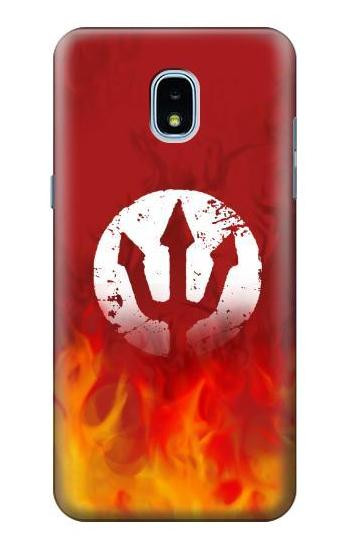 S2803 Fire Red Devil Spear Symbol Hülle Schutzhülle Taschen für Samsung Galaxy J3 (2018), J3 Star, J3 V 3rd Gen, J3 Orbit, J3 Achieve, Express Prime 3, Amp Prime 3