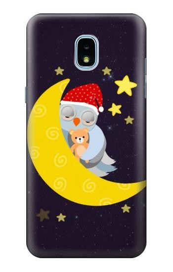 S2849 Cute Sleepy Owl Moon Night Hülle Schutzhülle Taschen für Samsung Galaxy J3 (2018), J3 Star, J3 V 3rd Gen, J3 Orbit, J3 Achieve, Express Prime 3, Amp Prime 3