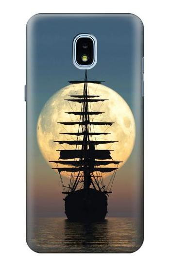S2897 Pirate Ship Moon Night Hülle Schutzhülle Taschen für Samsung Galaxy J3 (2018), J3 Star, J3 V 3rd Gen, J3 Orbit, J3 Achieve, Express Prime 3, Amp Prime 3