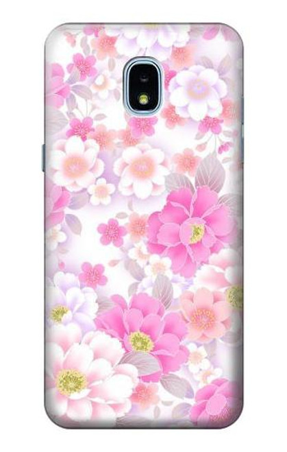 S3036 Pink Sweet Flower Flora Hülle Schutzhülle Taschen für Samsung Galaxy J3 (2018), J3 Star, J3 V 3rd Gen, J3 Orbit, J3 Achieve, Express Prime 3, Amp Prime 3