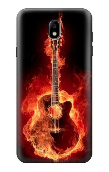 S0415 Fire Guitar Burn Hülle Schutzhülle Taschen für Samsung Galaxy J7 (2018), J7 Aero, J7 Top, J7 Aura, J7 Crown, J7 Refine, J7 Eon, J7 V 2nd Gen, J7 Star