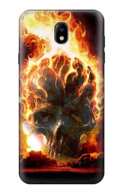 S0863 Hell Fire Skull Hülle Schutzhülle Taschen für Samsung Galaxy J7 (2018), J7 Aero, J7 Top, J7 Aura, J7 Crown, J7 Refine, J7 Eon, J7 V 2nd Gen, J7 Star