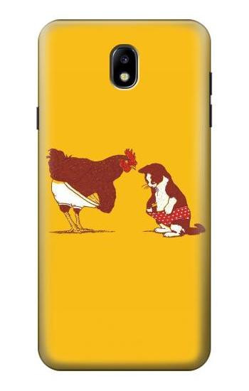 S1093 Rooster and Cat Joke Hülle Schutzhülle Taschen für Samsung Galaxy J7 (2018), J7 Aero, J7 Top, J7 Aura, J7 Crown, J7 Refine, J7 Eon, J7 V 2nd Gen, J7 Star