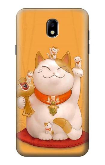 S1217 Maneki Neko Lucky Cat Hülle Schutzhülle Taschen für Samsung Galaxy J7 (2018), J7 Aero, J7 Top, J7 Aura, J7 Crown, J7 Refine, J7 Eon, J7 V 2nd Gen, J7 Star