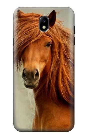 S1595 Beautiful Brown Horse Hülle Schutzhülle Taschen für Samsung Galaxy J7 (2018), J7 Aero, J7 Top, J7 Aura, J7 Crown, J7 Refine, J7 Eon, J7 V 2nd Gen, J7 Star