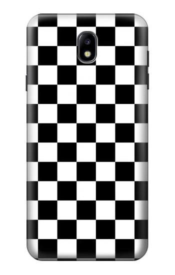 S1611 Black and White Check Chess Board Hülle Schutzhülle Taschen für Samsung Galaxy J7 (2018), J7 Aero, J7 Top, J7 Aura, J7 Crown, J7 Refine, J7 Eon, J7 V 2nd Gen, J7 Star