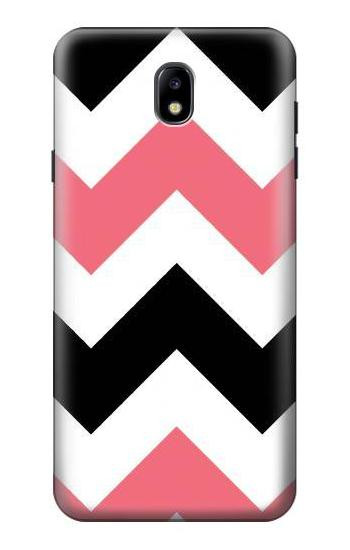S1849 Pink Black Chevron Zigzag Hülle Schutzhülle Taschen für Samsung Galaxy J7 (2018), J7 Aero, J7 Top, J7 Aura, J7 Crown, J7 Refine, J7 Eon, J7 V 2nd Gen, J7 Star