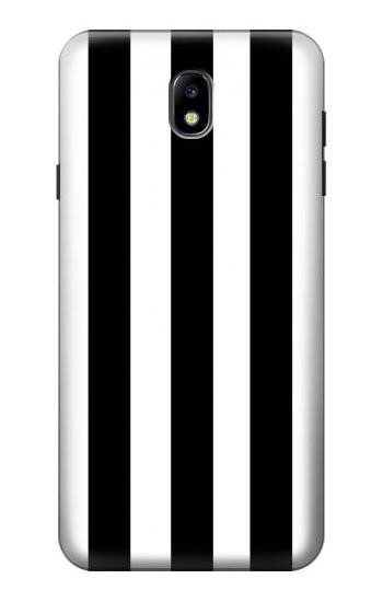 S2297 Black and White Vertical Stripes Hülle Schutzhülle Taschen für Samsung Galaxy J7 (2018), J7 Aero, J7 Top, J7 Aura, J7 Crown, J7 Refine, J7 Eon, J7 V 2nd Gen, J7 Star