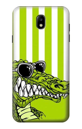 S2323 Funny Green Alligator Crocodile Hülle Schutzhülle Taschen für Samsung Galaxy J7 (2018), J7 Aero, J7 Top, J7 Aura, J7 Crown, J7 Refine, J7 Eon, J7 V 2nd Gen, J7 Star