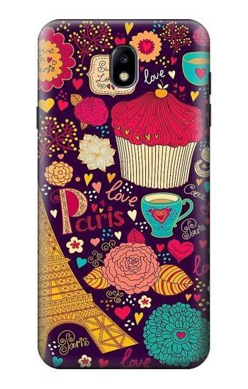 S2353 Paris Cartoon Vintage Pattern Hülle Schutzhülle Taschen für Samsung Galaxy J7 (2018), J7 Aero, J7 Top, J7 Aura, J7 Crown, J7 Refine, J7 Eon, J7 V 2nd Gen, J7 Star
