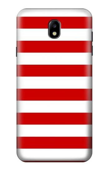 S2364 Red and White Striped Hülle Schutzhülle Taschen für Samsung Galaxy J7 (2018), J7 Aero, J7 Top, J7 Aura, J7 Crown, J7 Refine, J7 Eon, J7 V 2nd Gen, J7 Star