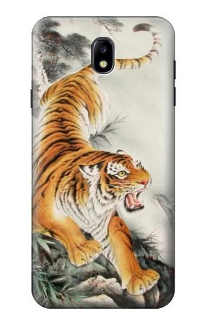 S2751 Chinese Tiger Brush Painting Hülle Schutzhülle Taschen für Samsung Galaxy J7 (2018), J7 Aero, J7 Top, J7 Aura, J7 Crown, J7 Refine, J7 Eon, J7 V 2nd Gen, J7 Star