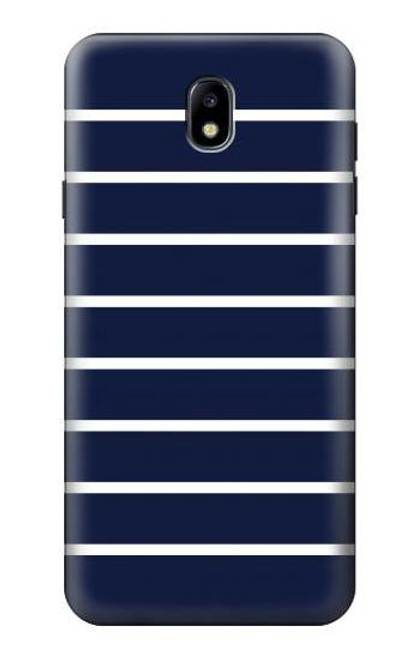 S2767 Navy White Striped Hülle Schutzhülle Taschen für Samsung Galaxy J7 (2018), J7 Aero, J7 Top, J7 Aura, J7 Crown, J7 Refine, J7 Eon, J7 V 2nd Gen, J7 Star