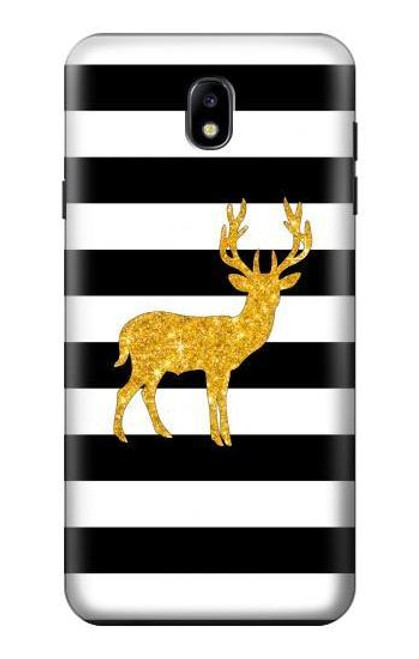 S2794 Black and White Striped Deer Gold Sparkles Hülle Schutzhülle Taschen für Samsung Galaxy J7 (2018), J7 Aero, J7 Top, J7 Aura, J7 Crown, J7 Refine, J7 Eon, J7 V 2nd Gen, J7 Star