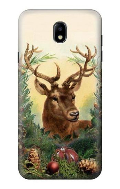 S2841 Vintage Reindeer Christmas Hülle Schutzhülle Taschen für Samsung Galaxy J7 (2018), J7 Aero, J7 Top, J7 Aura, J7 Crown, J7 Refine, J7 Eon, J7 V 2nd Gen, J7 Star