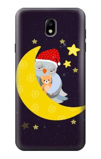 S2849 Cute Sleepy Owl Moon Night Hülle Schutzhülle Taschen für Samsung Galaxy J7 (2018), J7 Aero, J7 Top, J7 Aura, J7 Crown, J7 Refine, J7 Eon, J7 V 2nd Gen, J7 Star