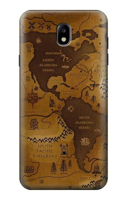 S2861 Antique World Map Hülle Schutzhülle Taschen für Samsung Galaxy J7 (2018), J7 Aero, J7 Top, J7 Aura, J7 Crown, J7 Refine, J7 Eon, J7 V 2nd Gen, J7 Star