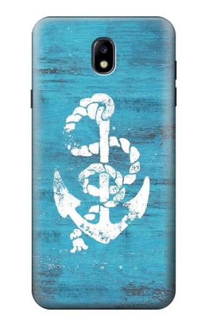 S3053 Marine Anchor Blue Hülle Schutzhülle Taschen für Samsung Galaxy J7 (2018), J7 Aero, J7 Top, J7 Aura, J7 Crown, J7 Refine, J7 Eon, J7 V 2nd Gen, J7 Star
