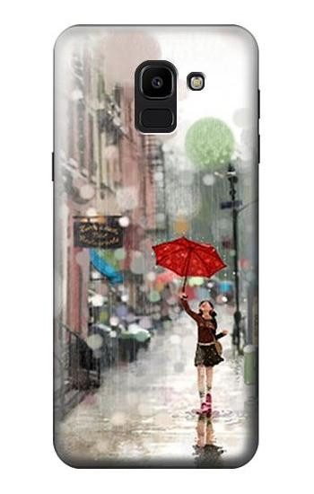 S0108 Girl in The Rain Hülle Schutzhülle Taschen für Samsung Galaxy J6 (2018)