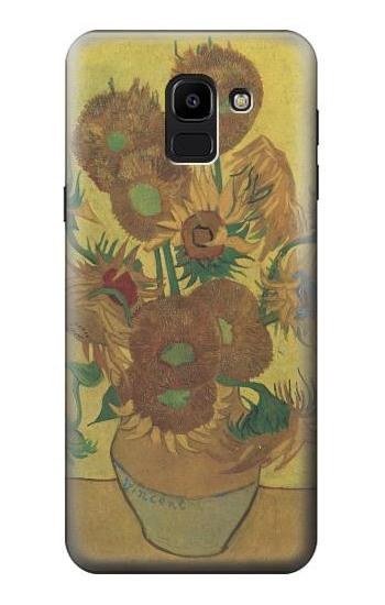 S0214 Van Gogh Vase Fifteen Sunflowers Hülle Schutzhülle Taschen für Samsung Galaxy J6 (2018)