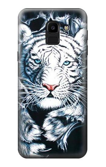 S0265 White Tiger Hülle Schutzhülle Taschen für Samsung Galaxy J6 (2018)