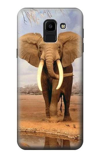 S0310 African Elephant Hülle Schutzhülle Taschen für Samsung Galaxy J6 (2018)