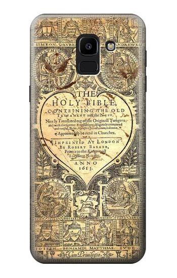 S0330 Bible Page Hülle Schutzhülle Taschen für Samsung Galaxy J6 (2018)