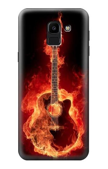 S0415 Fire Guitar Burn Hülle Schutzhülle Taschen für Samsung Galaxy J6 (2018)