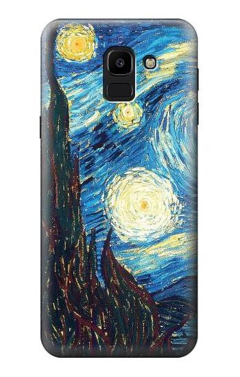 S0582 Van Gogh Starry Nights Hülle Schutzhülle Taschen für Samsung Galaxy J6 (2018)