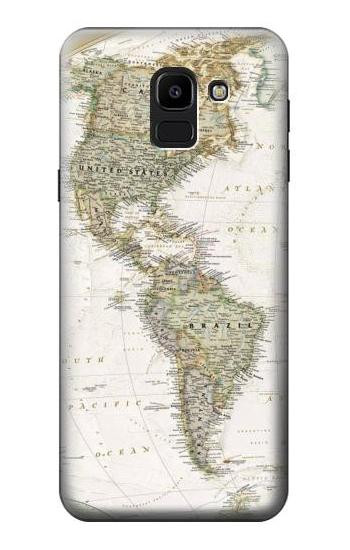 S0604 World Map Hülle Schutzhülle Taschen für Samsung Galaxy J6 (2018)
