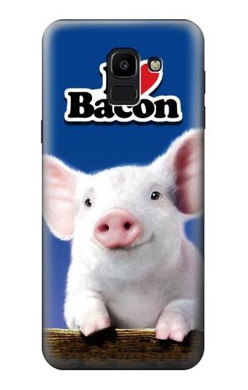 S0608 I Love Bacon Cute Baby Pig Hülle Schutzhülle Taschen für Samsung Galaxy J6 (2018)