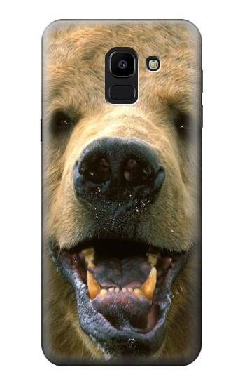 S0840 Grizzly Bear Face Hülle Schutzhülle Taschen für Samsung Galaxy J6 (2018)