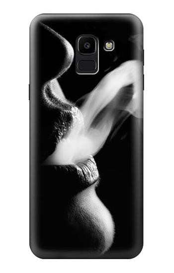 S0917 Sexy Lip Girl Smoking Hülle Schutzhülle Taschen für Samsung Galaxy J6 (2018)