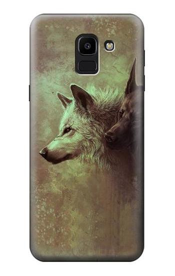 S0931 White Black Wolf Hülle Schutzhülle Taschen für Samsung Galaxy J6 (2018)