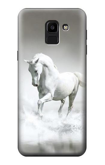 S0932 White Horse Hülle Schutzhülle Taschen für Samsung Galaxy J6 (2018)