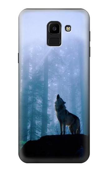 S0935 Wolf Howling in Forest Hülle Schutzhülle Taschen für Samsung Galaxy J6 (2018)