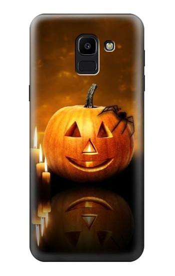 S1083 Pumpkin Spider Candles Halloween Hülle Schutzhülle Taschen für Samsung Galaxy J6 (2018)