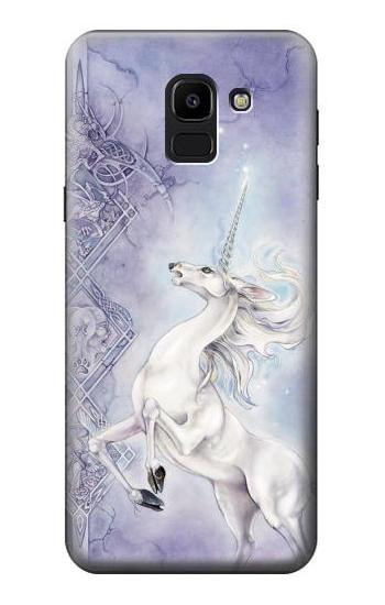 S1134 White Horse Unicorn Hülle Schutzhülle Taschen für Samsung Galaxy J6 (2018)