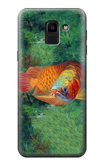 S1157 Red Arowana Fish Hülle Schutzhülle Taschen für Samsung Galaxy J6 (2018)