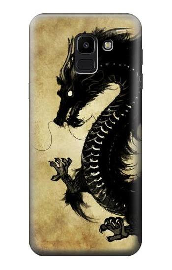 S1482 Black Dragon Painting Hülle Schutzhülle Taschen für Samsung Galaxy J6 (2018)